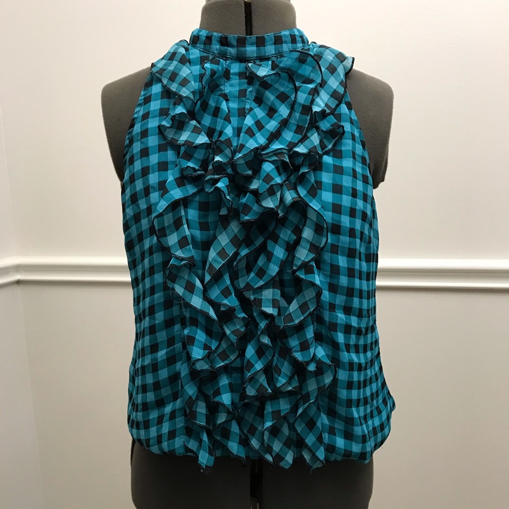 Blue checkered blouse